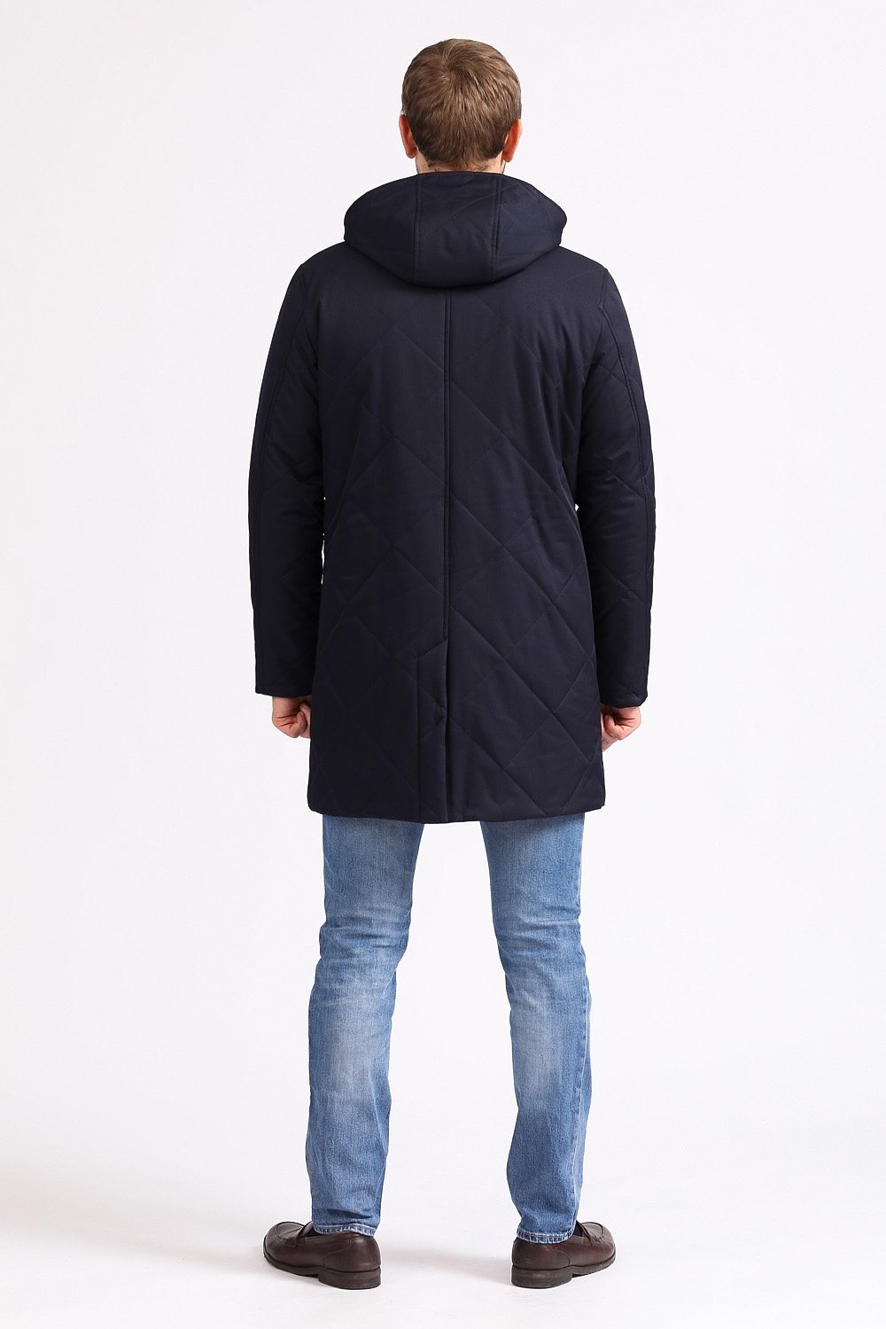Зимняя куртка темно-синяя на молнии прямая 50022