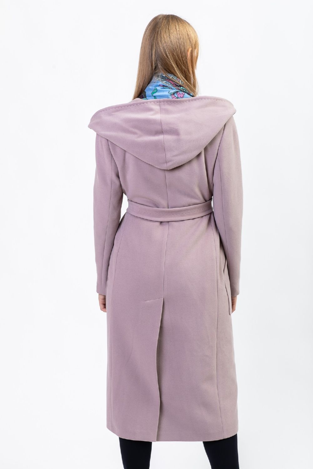 Пальто женское из кашемира с капюшоном 49259